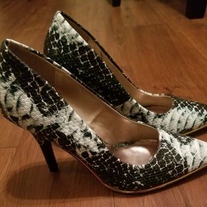 Dark Green and Black Snake Heels